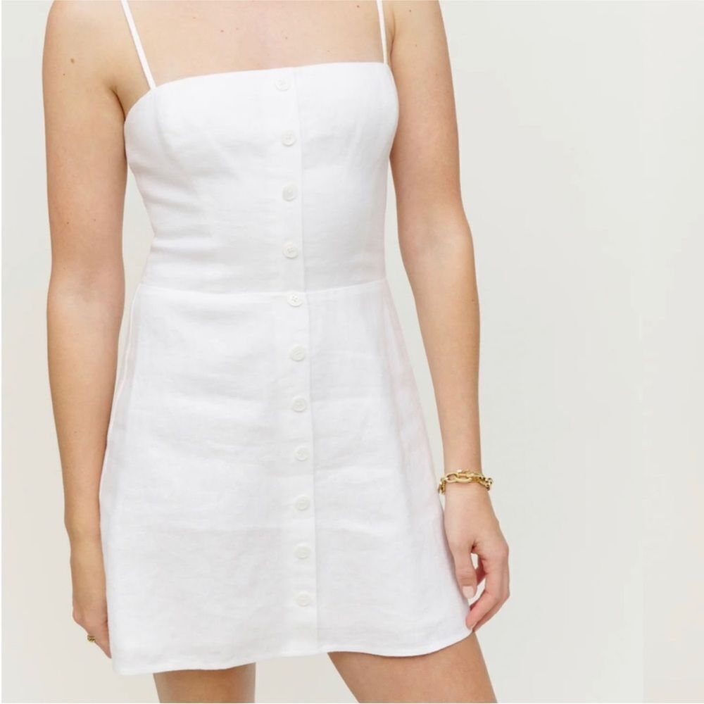Reformation Huckleberry Linen Dress in White Size 10 NWT $ 178 - Picture 5 of 7